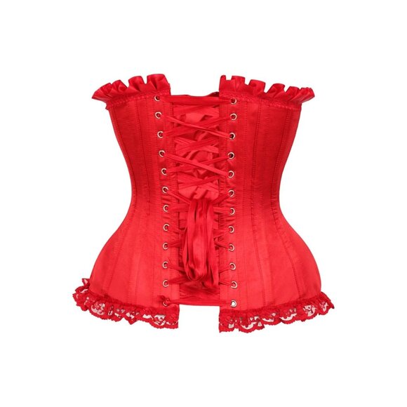 Top Drawer Daisy Red Satin spiral Steel Boned Burlesque Corset 6X full bust - Picture 2 of 8